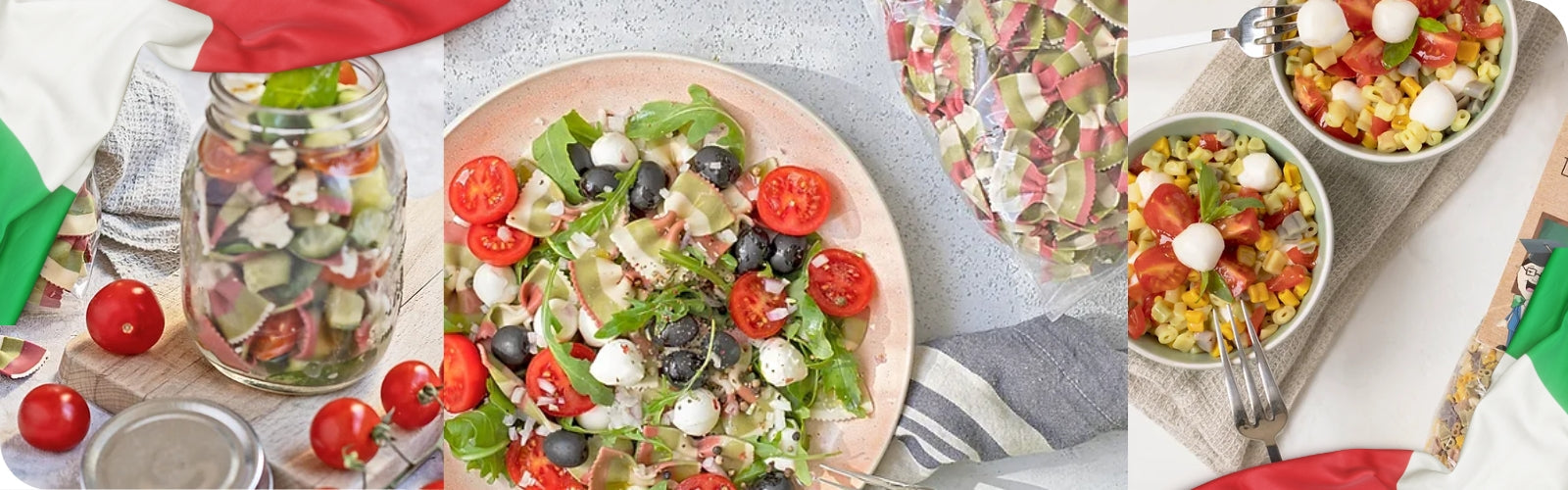 Cinco ensaladas de pasta ricas, sanas y coloridas.