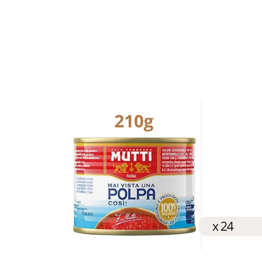 Mutti Polpa di Pomodoro 210g lattina vista frontale cliente