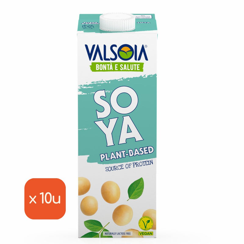 Bebida Valsoia 100% vegetal à base de soja com vitaminas B2, B12, D2, vegan de sabor delicado, 1 l