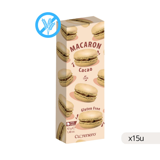 Macaron Cacao Sin Gluten Cuorenero 42g, caja 15