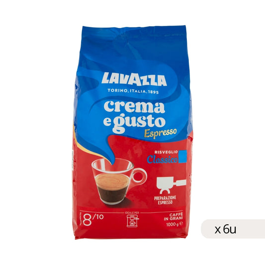 Café en Grano Crema e Gusto Lavazza 1kg, caja 6