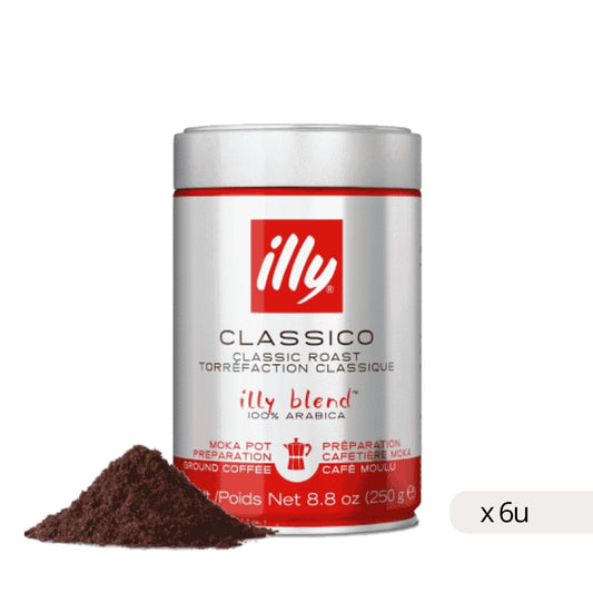 Café moulu Moka 100 % Arabica Illy 250 g, boîte de 6