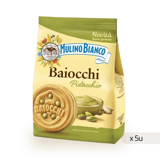 Baiocchi Pistache Mulino Bianco 240g, boîte de 5 unités