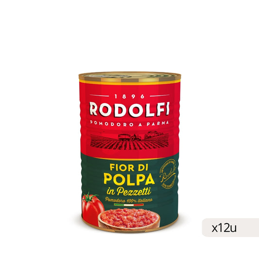 Pulpa Tomate en Trozos Rodolfi 400g, caja 12