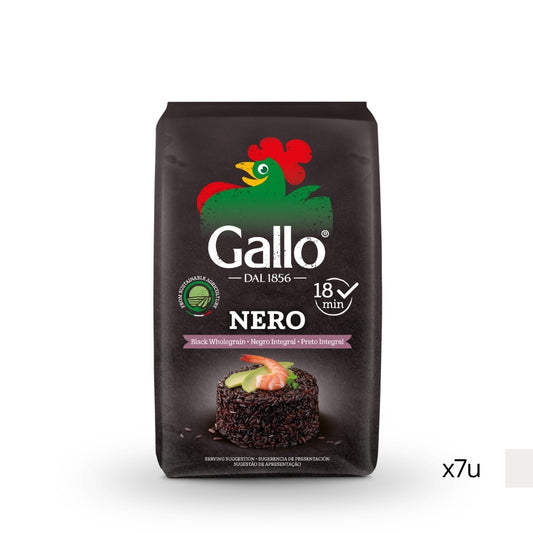 Arroz Negro Integral Riso Gallo 500g, caja 7 uds