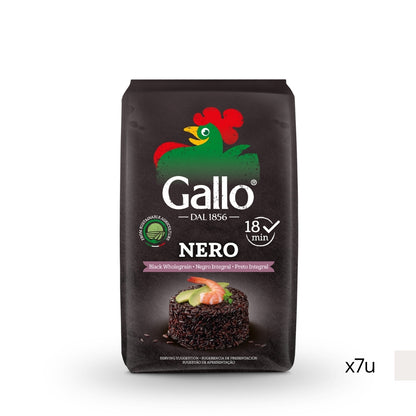 Arroz Negro Integrale Riso Gallo 500g, confezione da 7 pezzi