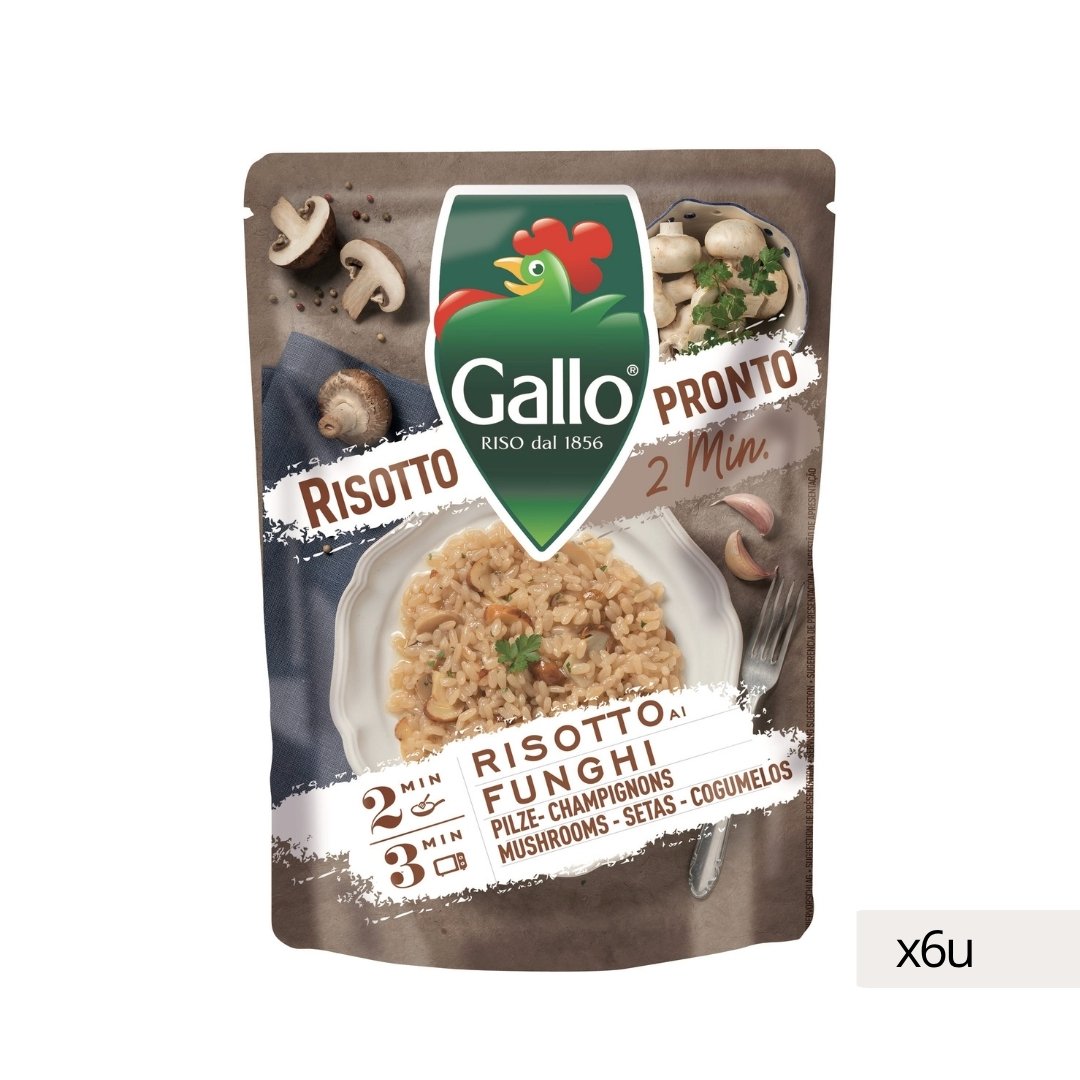 Risotto Pronto con Funghi Riso Gallo 250g, confezione da 6