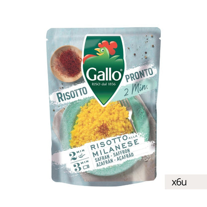 Risotto Listo Milanese Riso Gallo 250g, confezione da 6