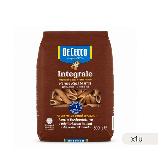 Penne Rigate Integrales De Cecco N°41 500g